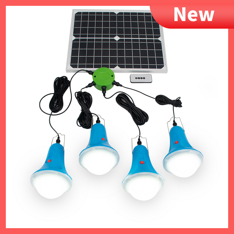 2021 Home Solar Energy System Light Kit Outdoor Camping Remote Control Lamp