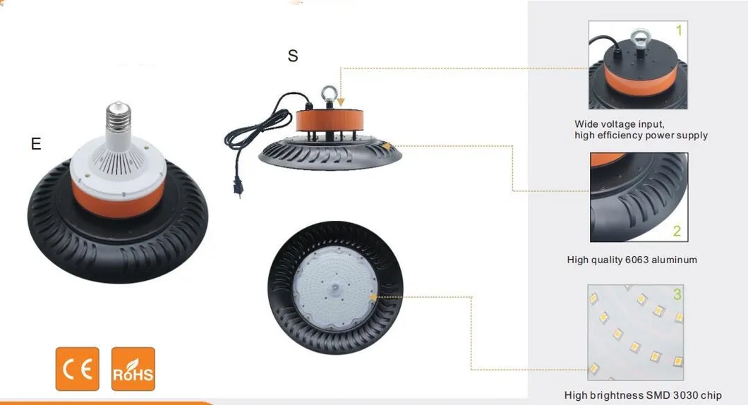 2020 New Arrival IP65 Warehouse Industrial 20000lm 28000lm Ce RoHS 180W 250W UFO LED High Bay Light UFO LED High Bay 200W