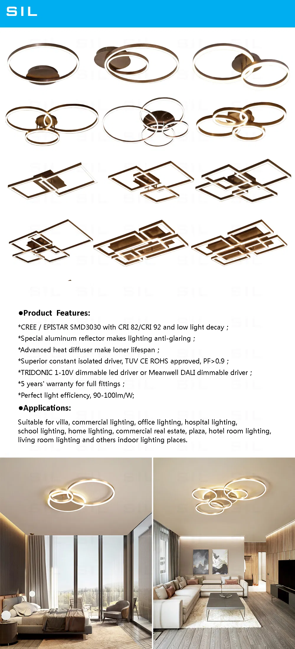 2021 New Design Special Designed Indoor Office Living Room Lighting 50W Ceiling Light