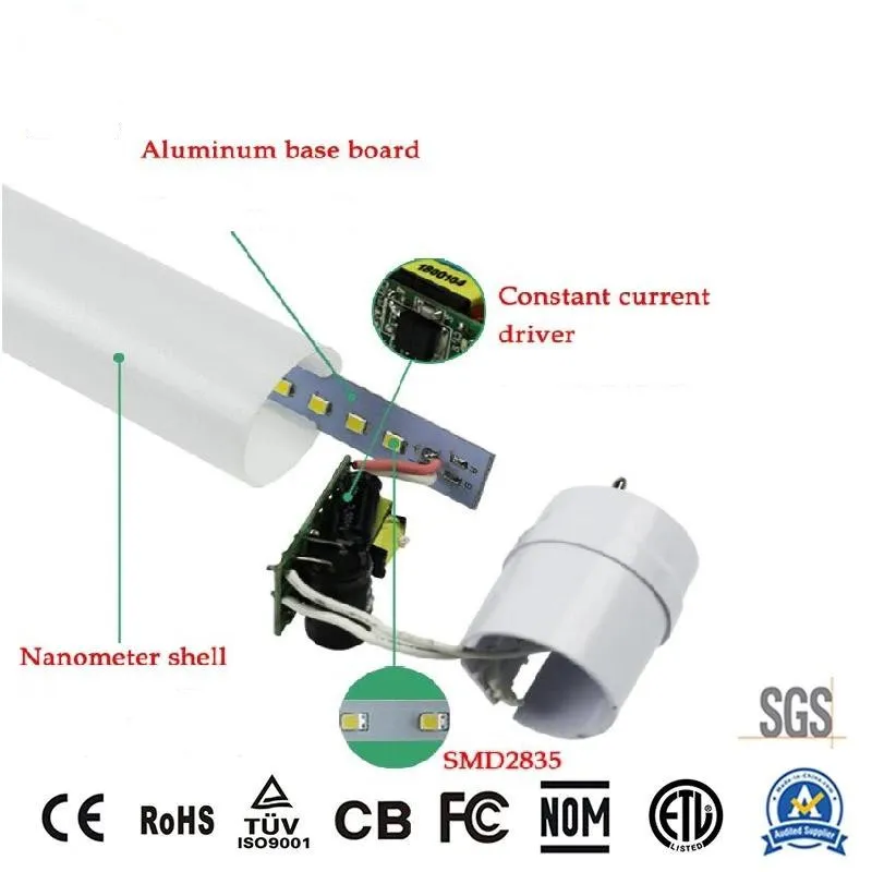 28W 2800lm 1.2m T8 Double-End LED Glass Tube