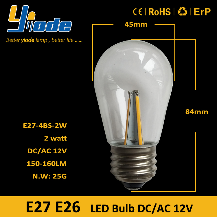 2W Filament E27 LED Vintage Edison Light Bulb for Accent Lighting, Marquees, and Signs