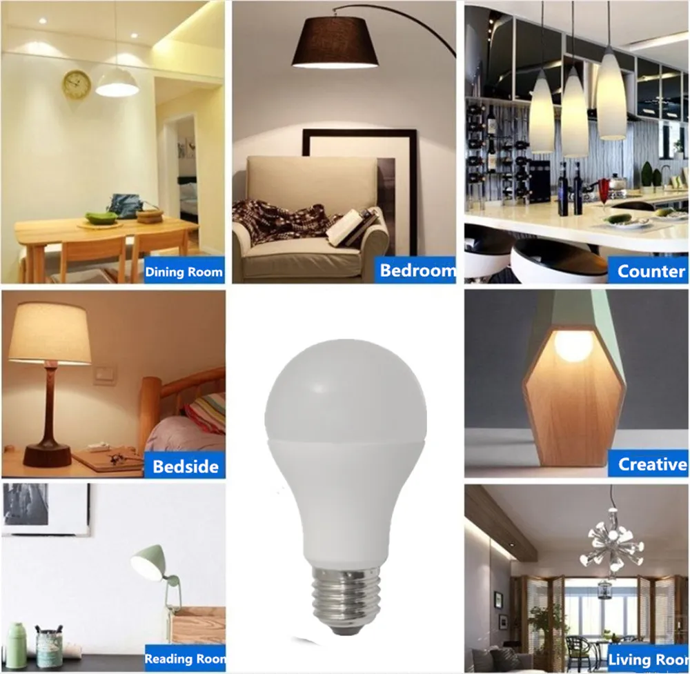 A19 LED Bulb Light E27 Base 170-265V with Ce RoHS Energy Saving Lamp Bulb