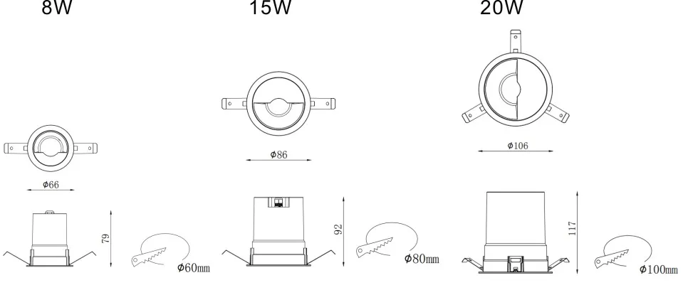 Asymmetric Light 8W Recessed LED Ceiling Downlight