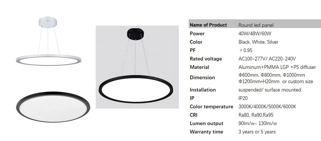 Big Round Edgelit Suspension LED Lamp LED Pendant Panel Lighting
