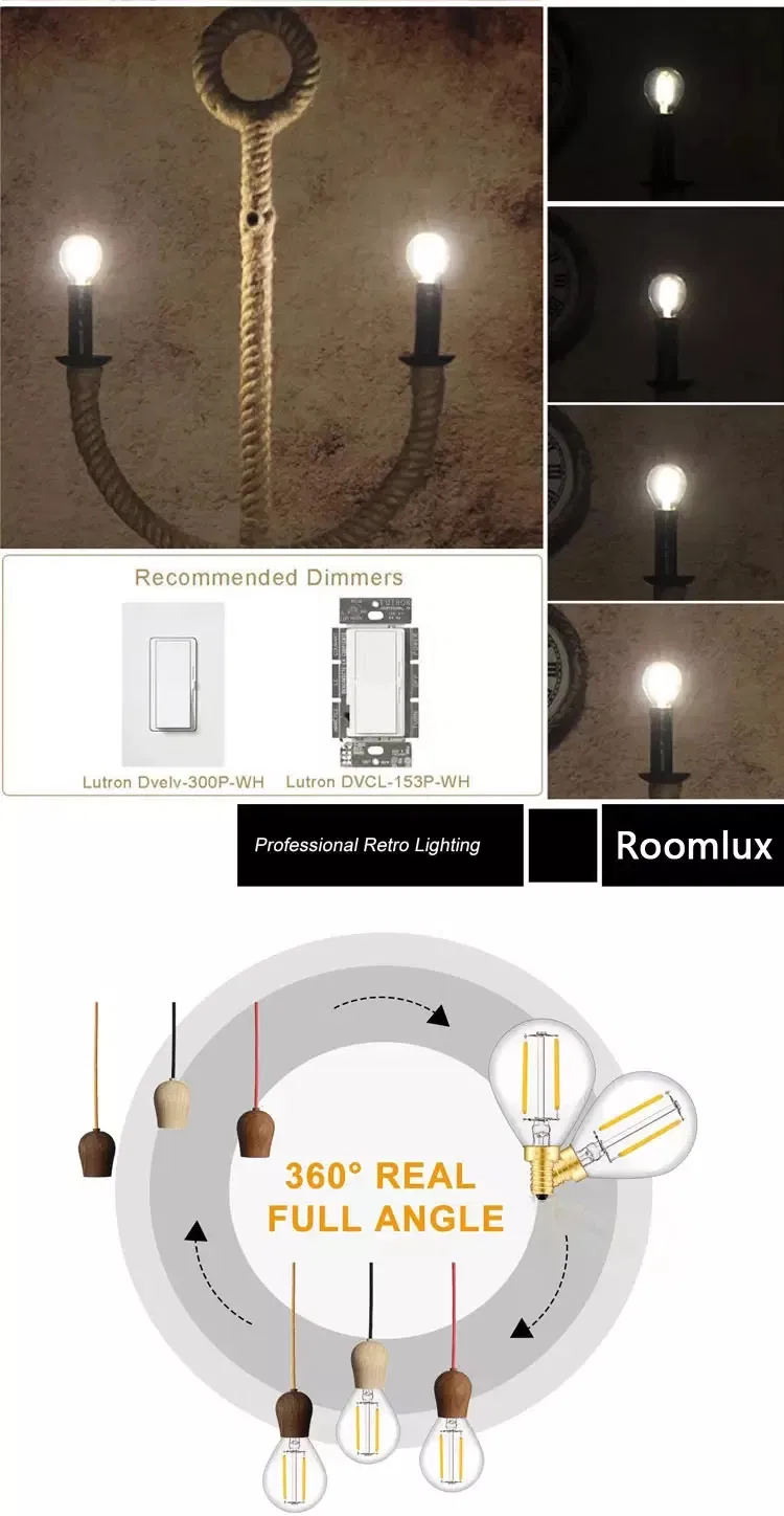 Ce UL Saso RoHS Vintage A65 2W-8W E27 LED Filament Light Made in China for Office, Home, Restaurant, Showroom Lighting From Best Distributor Factory