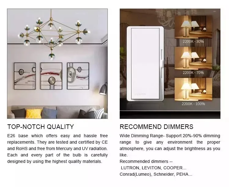 Ce UL Saso RoHS Vintage A65 2W-8W E27 LED Filament Light Made in China for Office, Home, Restaurant, Showroom Lighting From Best Distributor Factory