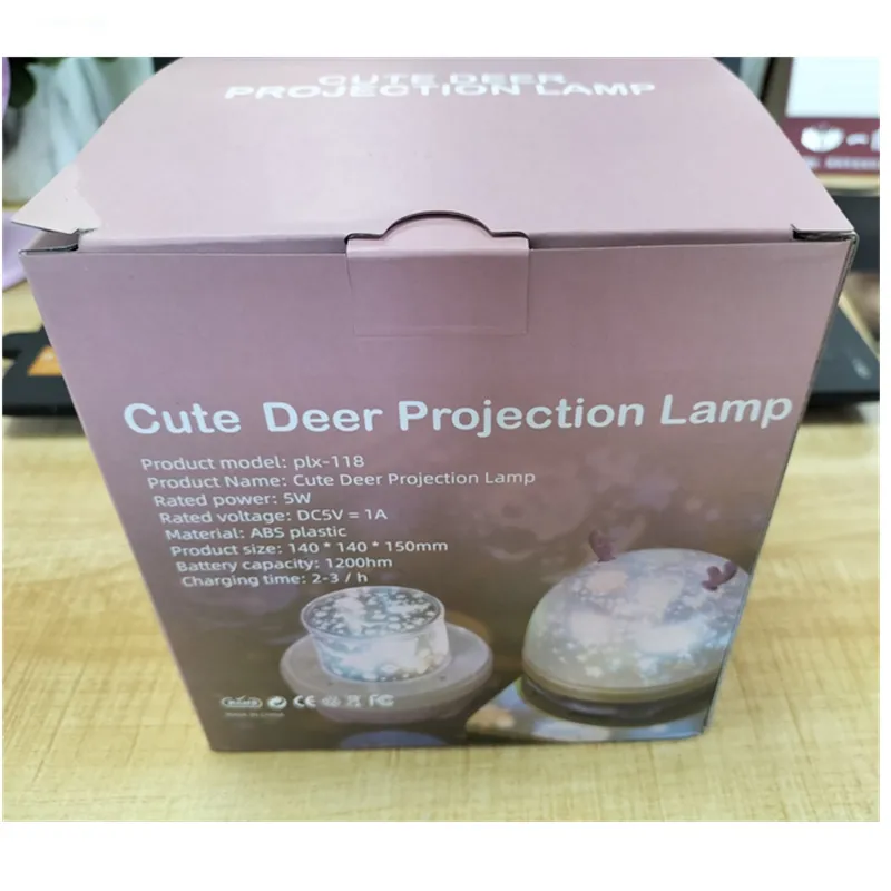 Cute Deer Shape Sky Starry Light LED Desk Lamp Portable Tricolor Projection Lamp for Backgournd Decoration Children Room