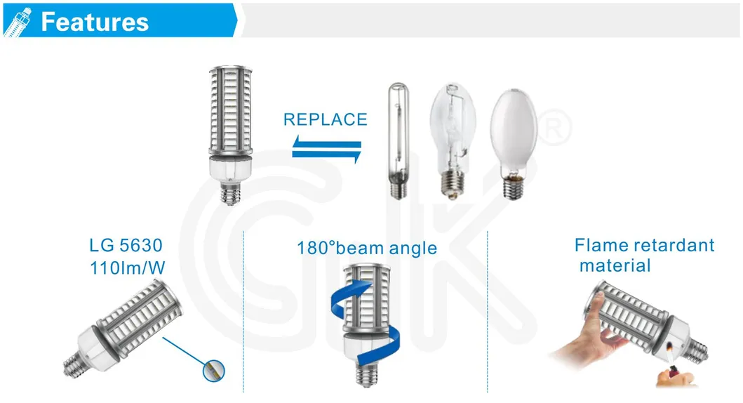 Dark Sky Garden Lamp 54W LED Corn Bulb Equal to 100W Sodium Mercury Lamp