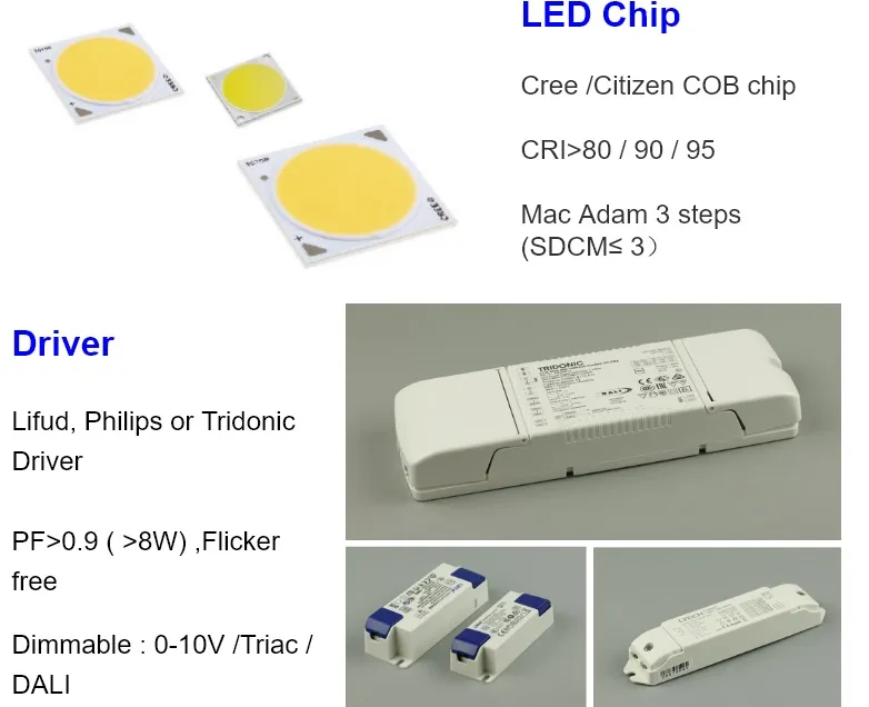 Depth 35mm 5years Warranty IP40 8W 10W 12W Recessed COB LED Downlight