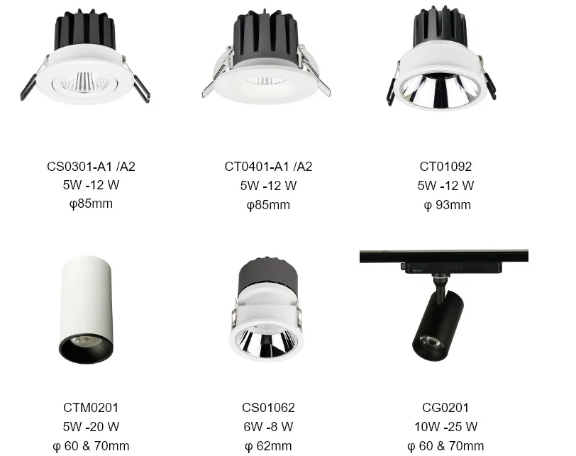 Depth 35mm 5years Warranty IP40 8W 10W 12W Recessed COB LED Downlight