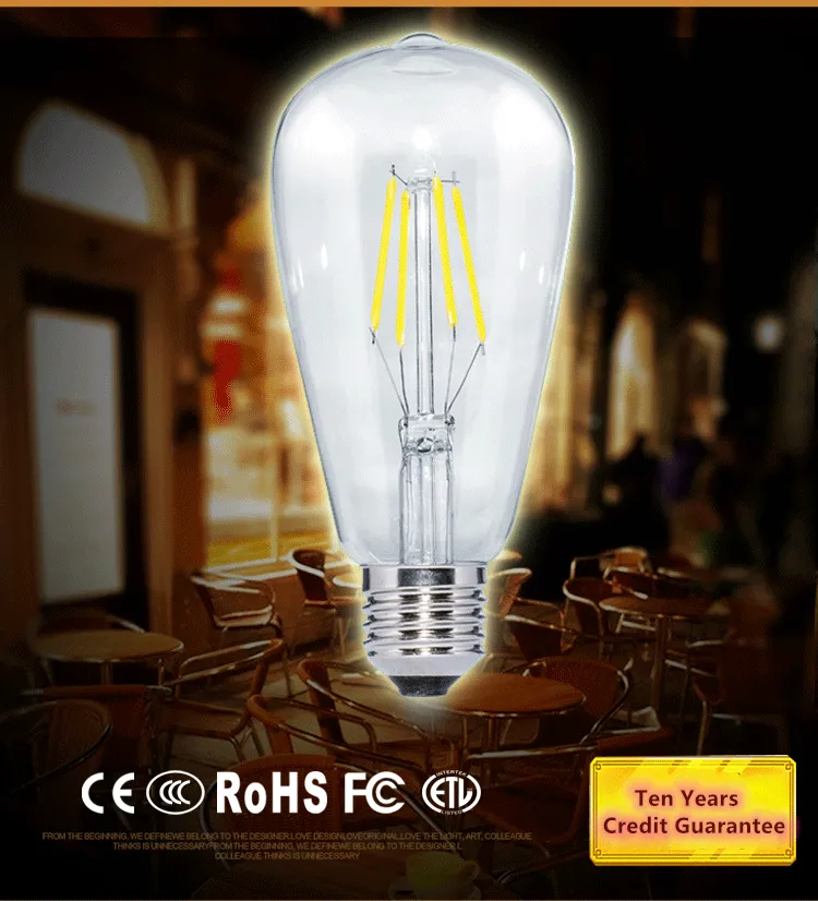 Dimmable Vintage Edison LED Bulb 4W 8W 12W St64 Filament Light LED