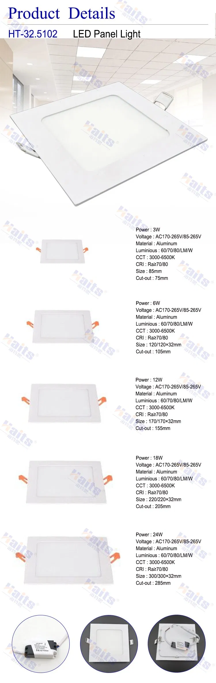 Energy Star Slim 6 LED Panel Lighting Luminous Light Panel Light