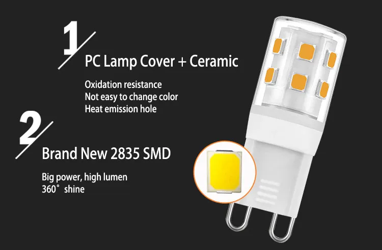 Flicker Free White 230 Voltage G9 LED Bulb 2 Wattage