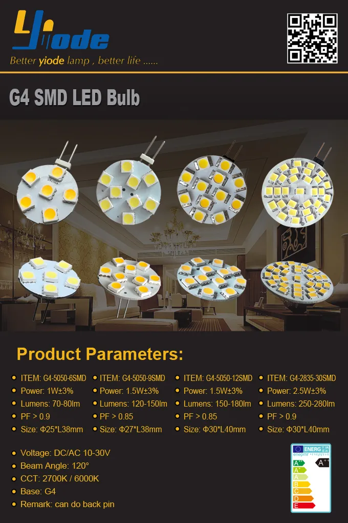 G4 Lamp 5730SMD 6LED Flower DC10-30V AC8-18V 1.2W 180 Degree Side Pin Wide Voltage LED Bulb