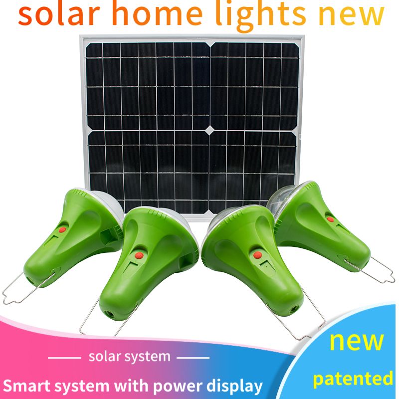 Global Sunrise Solar Energy Portable Lights Kit 25W Solar Panel 4PCS LED Lamp