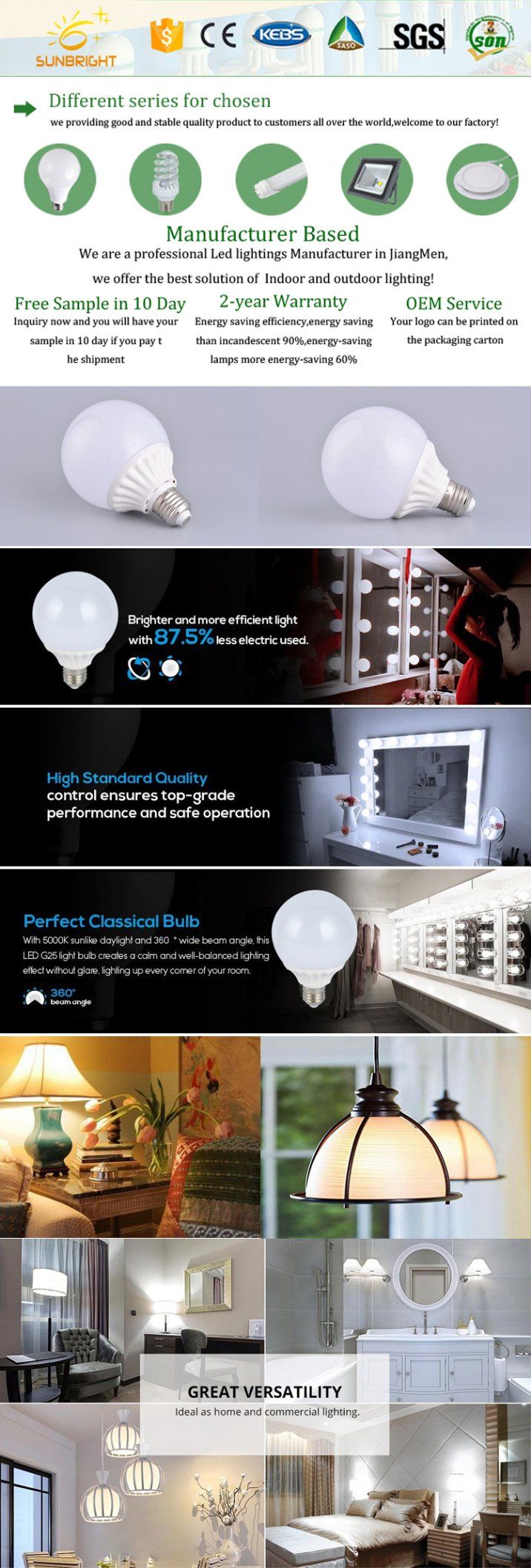 Good Quality 7W E27 7000K LED Global Bulb
