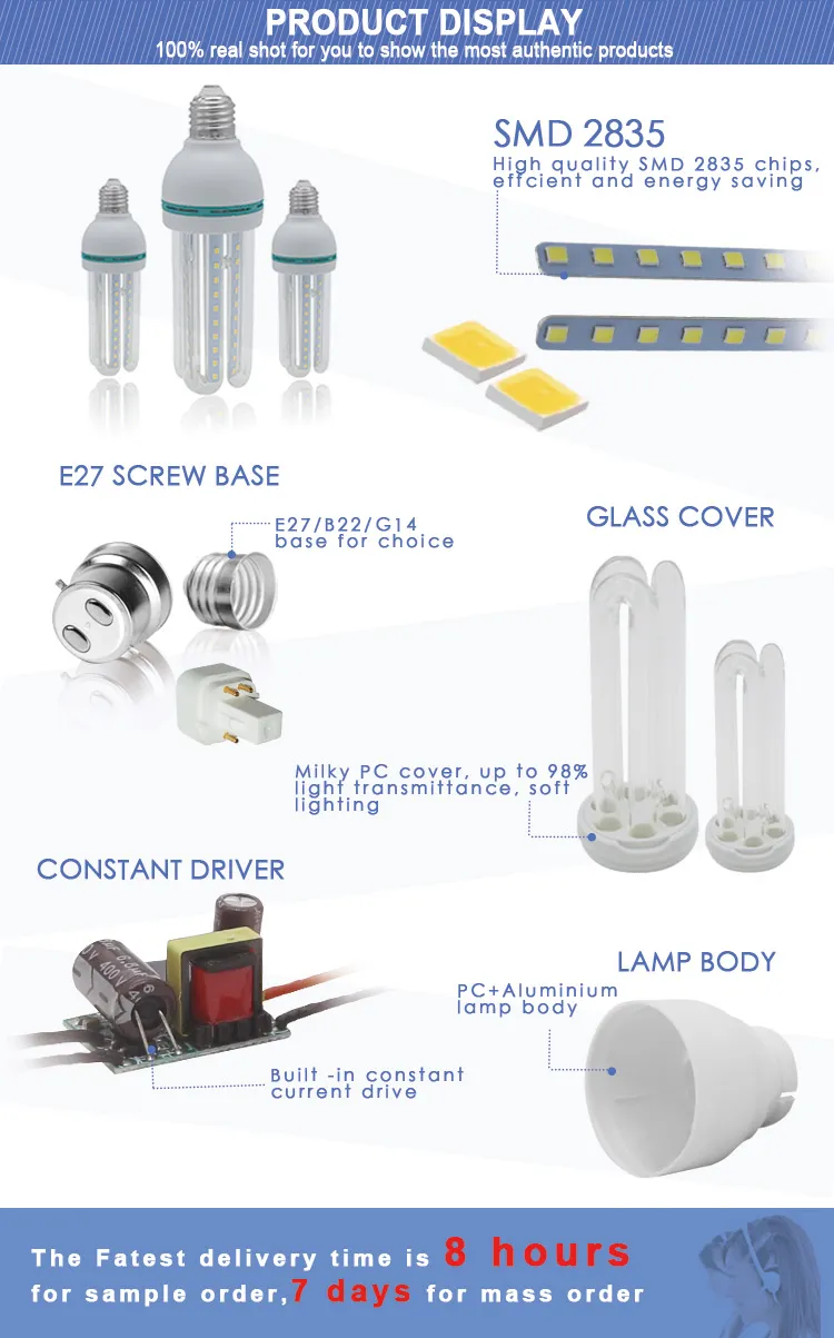 High Bright 2u 3u 4u Spiral Energy Saver Competitive Price Energy Saving 24W 30W 36W 2835 SMD LED Lamp Light