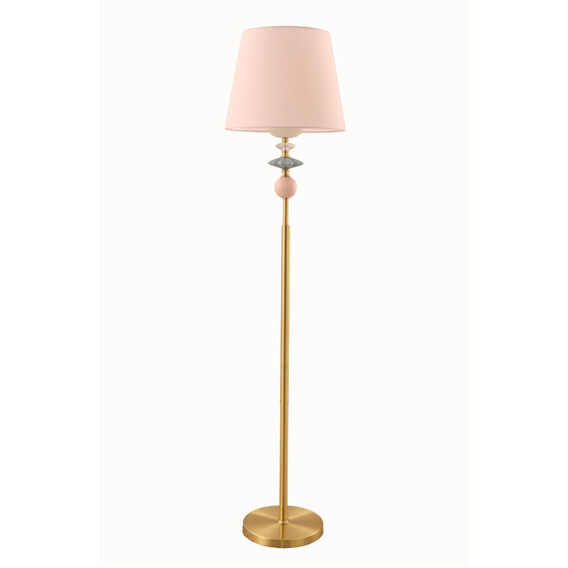 Sandy Gold Drum Shade Porcelain Floor Lamp