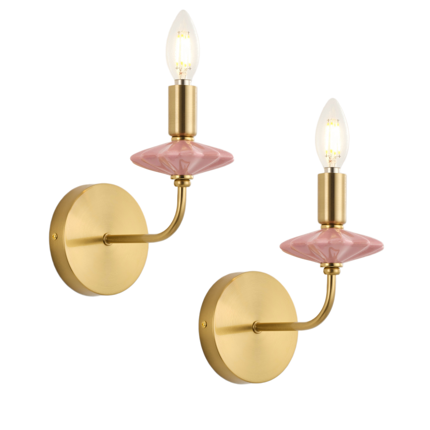 Pink ceramic candle wall lamp
