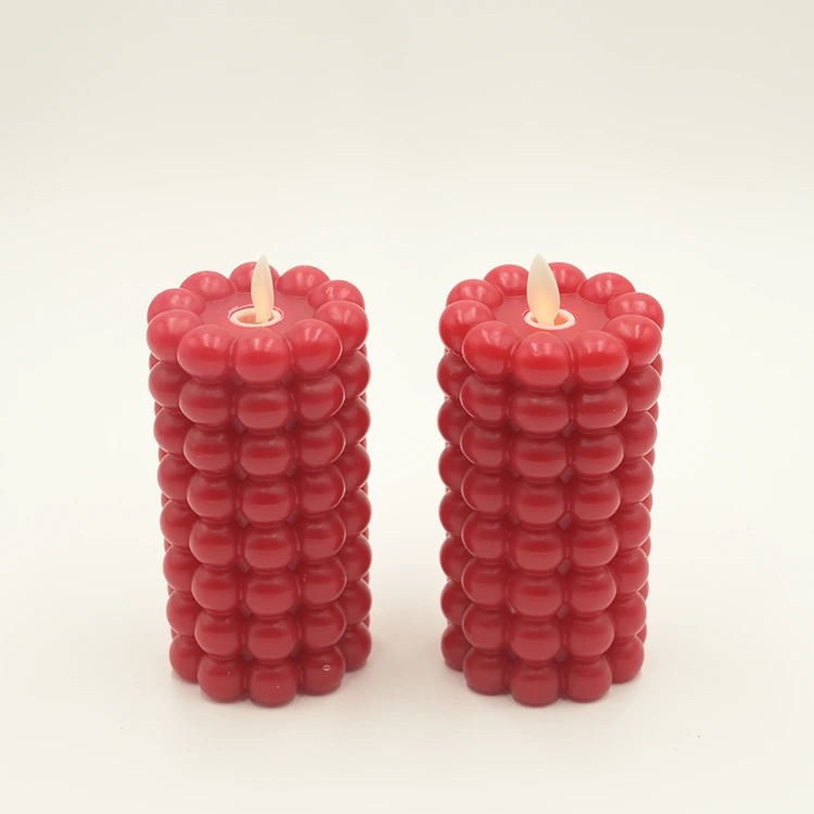 Grape-Shaped Flat-Top Paraffin Wax LED Candle