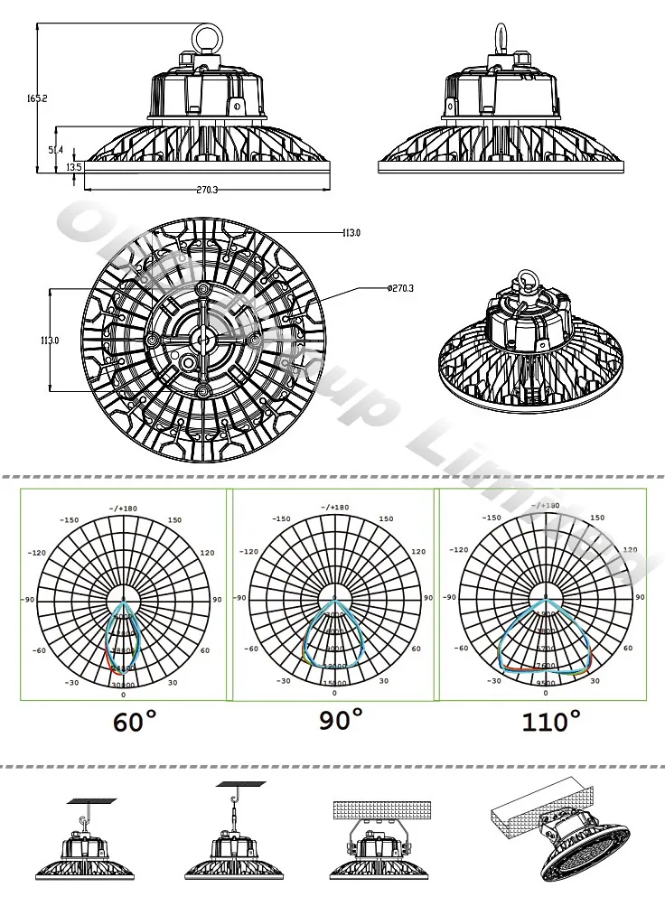 IP66 150lm/W Highbay Lights 5 Years Warranty 100W SMD UFO LED High Bay Light