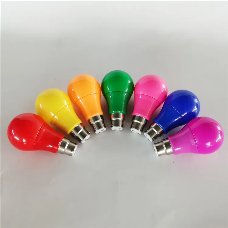 LED Color Light Bulbs A60 9W 12W Decorate Lamp 220V E27 E26 E22 3W Yellow Blue Red Green Color