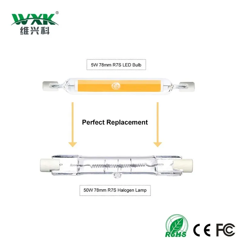 LED R7s LED Bulb 78mm 7W 240V, 70W Halogen Bulbs Equivalent, Double Ended J78 Floodlight, 3000K Warm White J Type Light Bulb for Flood Light