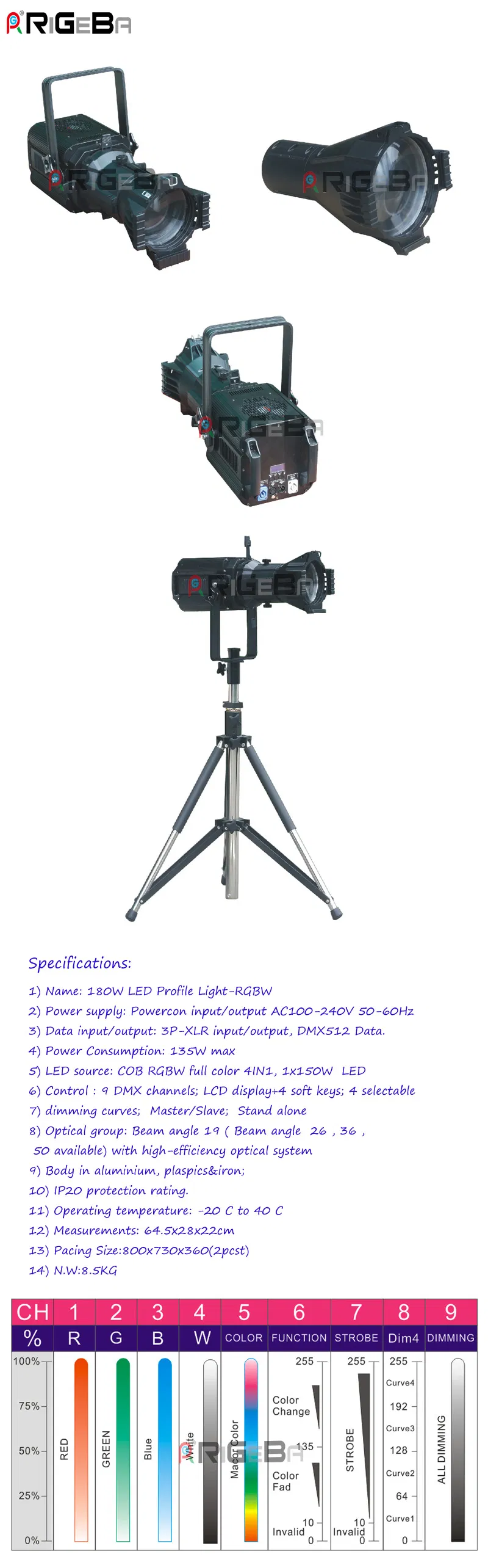 Online Wholesale 180W LED Profile Light-RGBW for Indoor Stage