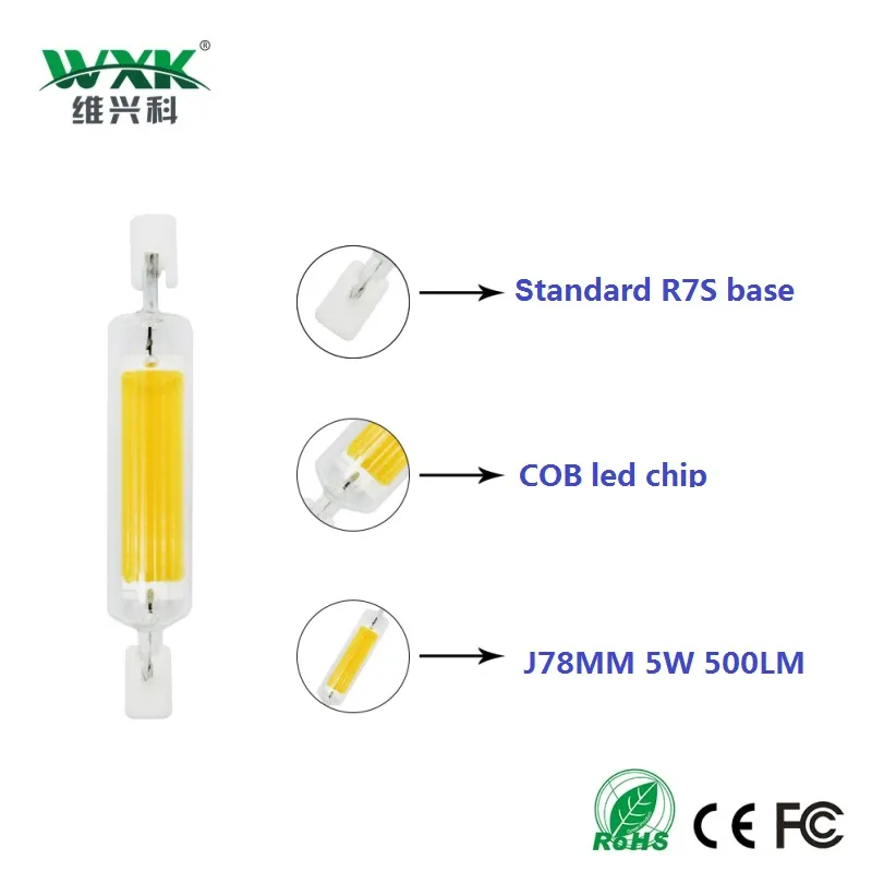R7s G4 G9 Base LED Light J78, 50W Halogen Replacement, 500 Lumens AC220V Energy-Saving Lamp