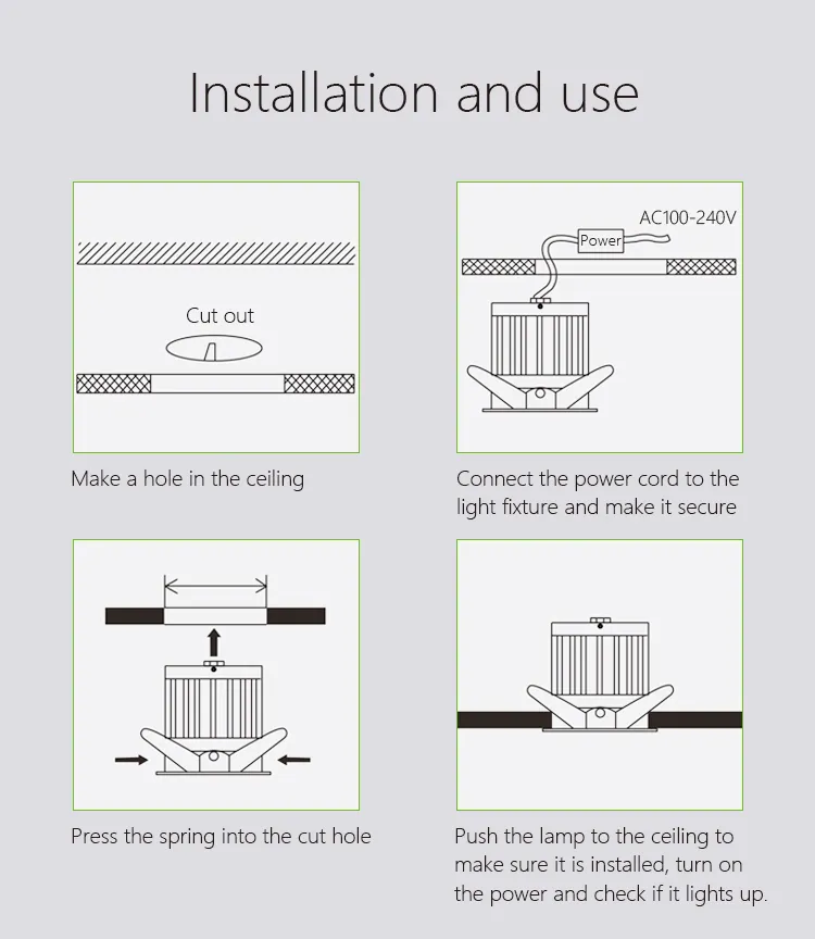 SAA CE RoHS Dimmable 9W 12W COB LED Hotel Downlight
