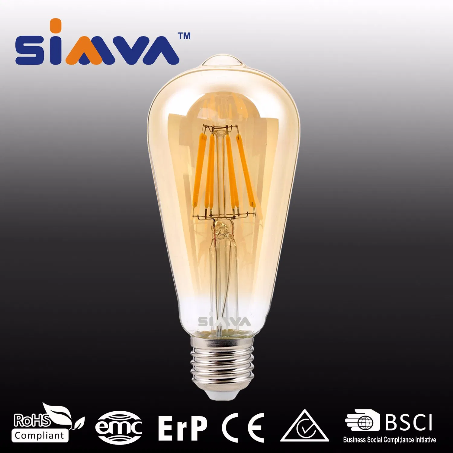 Simva Edison Light Bulb LED Filament Bulb St58 4W (40W Equivalent) 470lm 2200-6500K E26/E27 360degree with Ce Approved