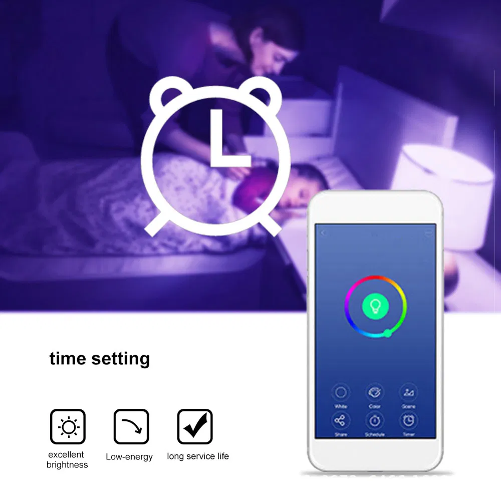 Smart Light Bulb, RGBW Wi-Fi LED Bulb Dimmable Multicolored Lights, RGB Light Compatible with Alexa and Google Home