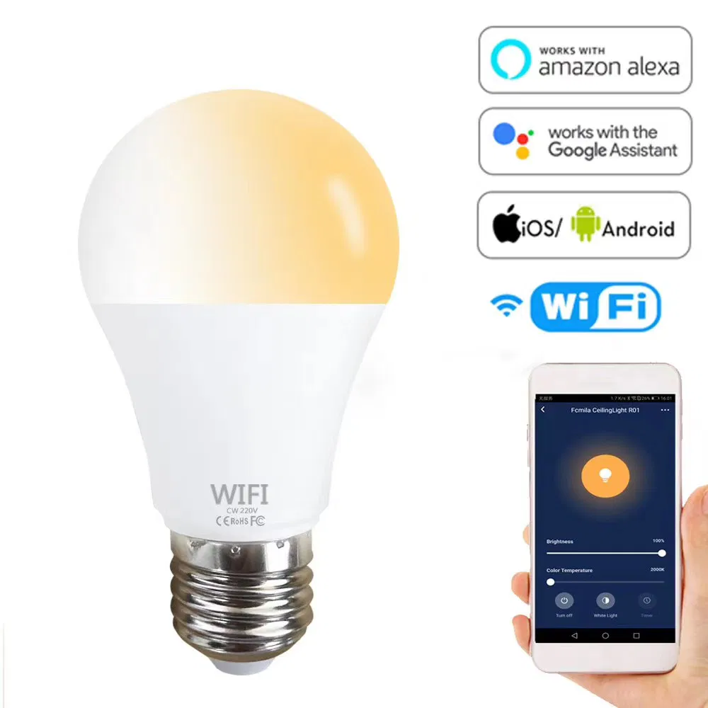 Smart Light Bulb, RGBW Wi-Fi LED Bulb Dimmable Multicolored Lights, RGB Light Compatible with Alexa and Google Home