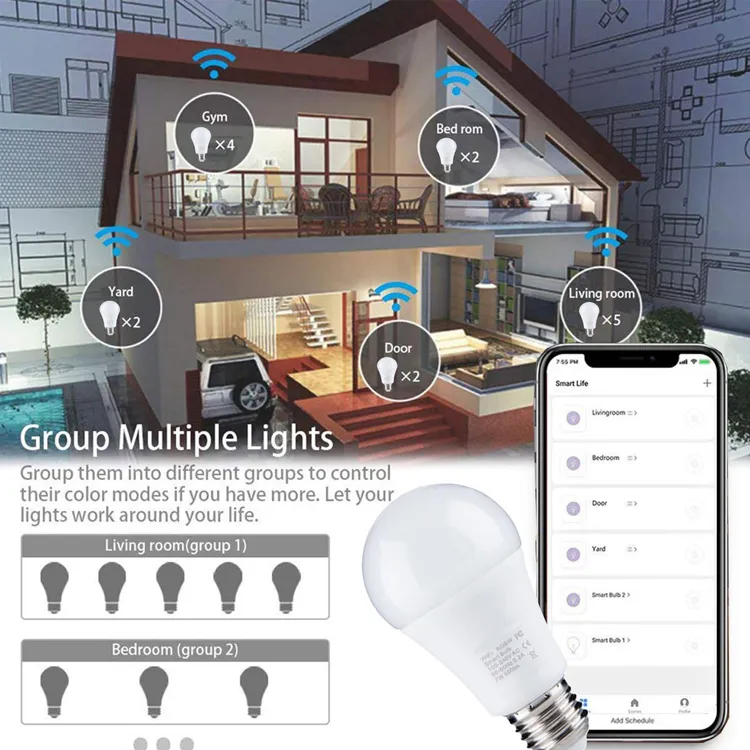 Smartphone Controlled 9W E27 E22 LED Smart Bulb Colour Changing and Energy Saving Bulb