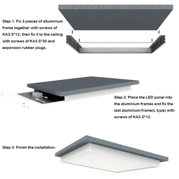 Surface Mounted LED Panel Frame Kit for 600*600 620*620 LED Panel