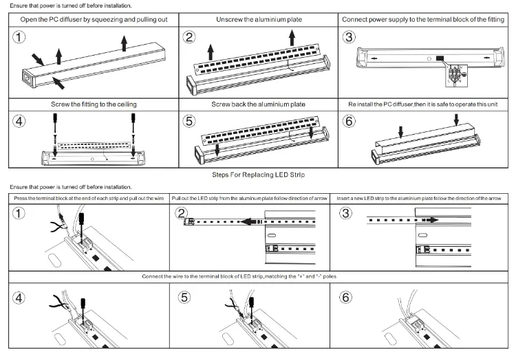 Wall Mounted 60cm 120cm 150cm Shop Stairwell LED Linear Light