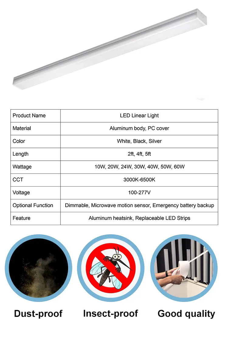 Wall Mounted 60cm 120cm 150cm Shop Stairwell LED Linear Light