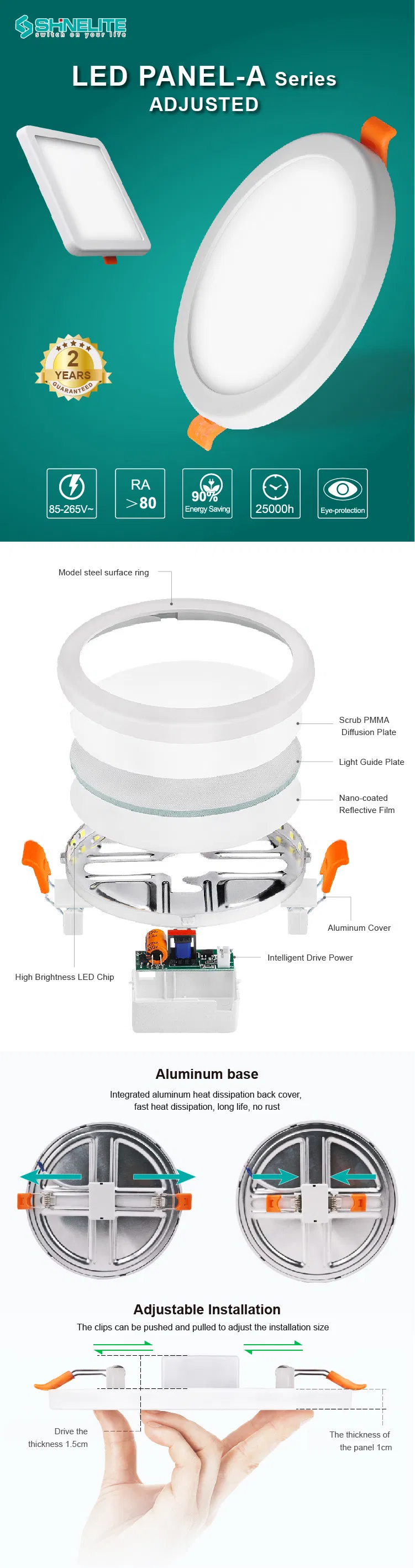 Warm White/Day White/Cool White Slim Round LED Panel